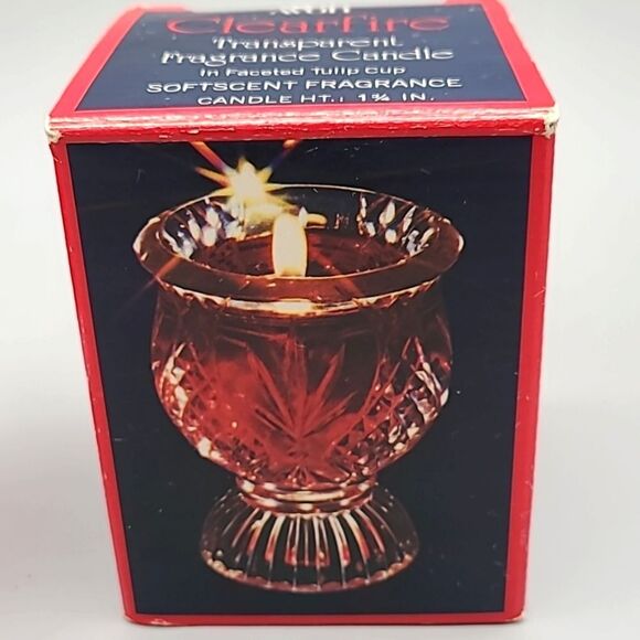 Vintage AVON Clearfire Transparent Fragrance Candle in Faceted Tulip Cup, NIB - Picture 6 of 6